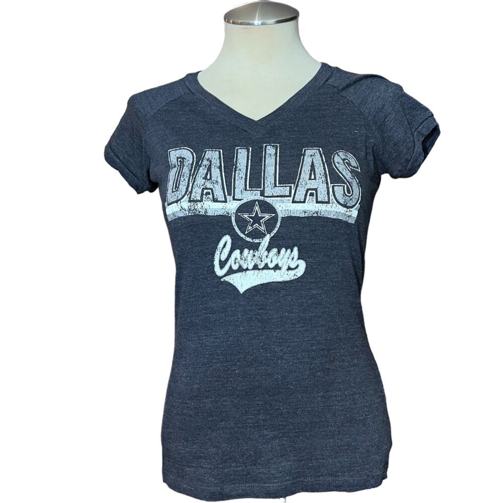 Dallas Cowboys Tshirt S Authentic Apparel Blue Sparkle Grey White Tee Size Small